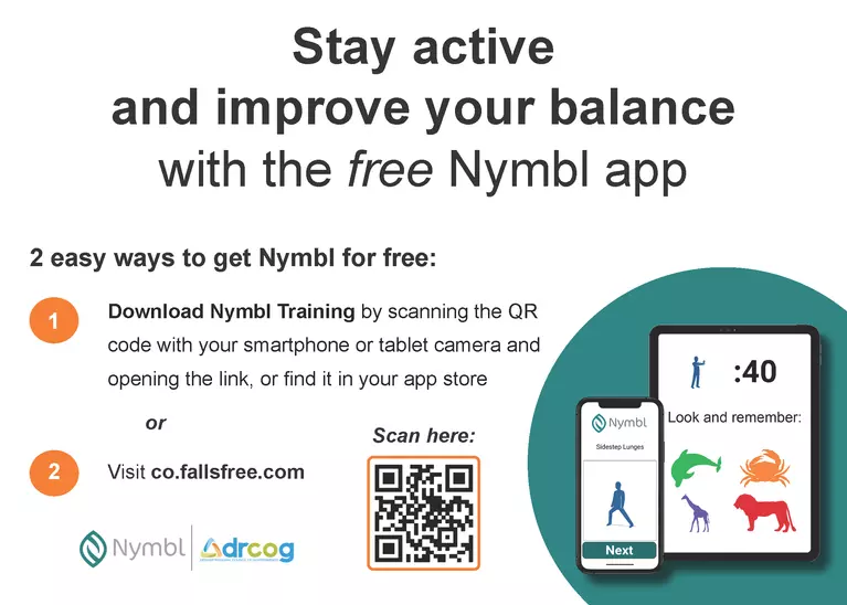 Stay Active and improve your balance with the free Nymbl App